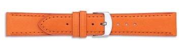 Orange leather watch strap with silver buckle