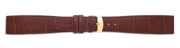 Brown open-ended leather watch strap with gold buckle