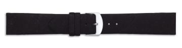 Black vegan cork leather watch strap with silver buckle