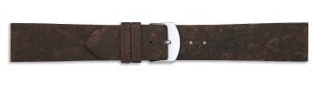 Brown vegan cork leather watch strap with silver buckle