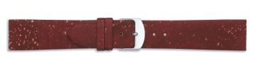 Red vegan cork leather watch strap with silver buckle