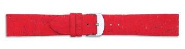 Red vegan cork leather watch strap with silver buckle