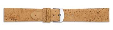 Tan vegan cork leather watch strap with silver buckle