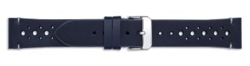 Blue rally leather watch strap with silver buckle