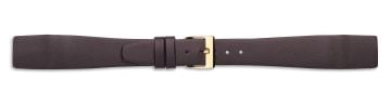 Brown open-ended leather watch strap with gold buckle