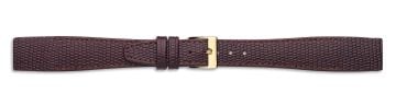 Brown open-ended leather watch strap with gold buckle