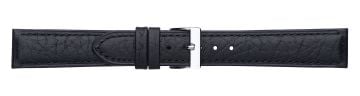Black camel print embossed leather watch strap with silver buckle