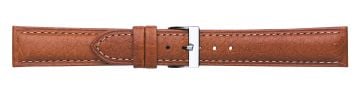 Tan camel print embossed leather watch strap with silver buckle