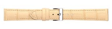 Cream alligator print embossed leather watch strap with silver buckle