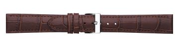 Brown alligator print embossed leather watch strap with silver buckle