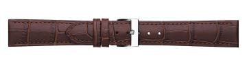 Brown alligator print embossed leather watch strap with silver buckle