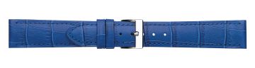 Blue alligator print embossed leather watch strap with silver buckle