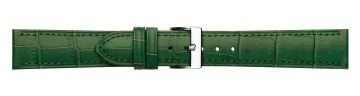 Green alligator print embossed leather watch strap with silver buckle