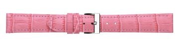 Pink alligator print embossed leather watch strap with silver buckle