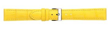 Yellow alligator print embossed leather watch strap with silver buckle