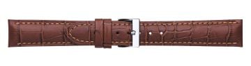 Brown alligator print embossed leather watch strap with silver buckle 
