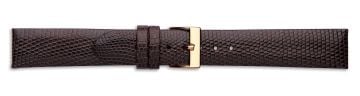 Brown genuine lizard skin watch strap with gold buckle