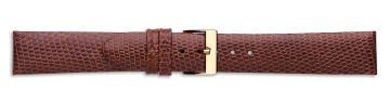 Tan genuine lizard skin watch strap with gold buckle