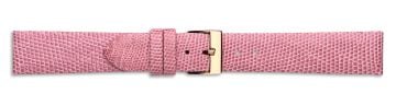 Pink genuine lizard skin watch strap with gold buckle