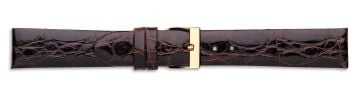 Brown genuine crocodile skin watch strap with gold buckle