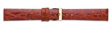 Tan genuine crocodile skin watch strap with gold buckle
