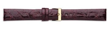 Red genuine crocodile skin watch strap with gold buckle