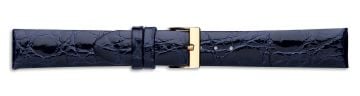 Blue genuine crocodile skin watch strap with gold buckle