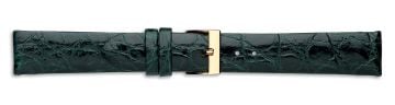 Green genuine crocodile skin watch strap with gold buckle