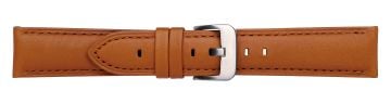 Tan waterproof leather watch strap with silver buckle
