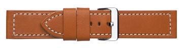 Thick Smooth Leather Watch Strap with Cream Stitching