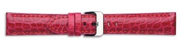 Red genuine alligator skin watch strap with silver buckle