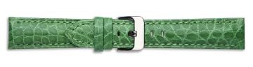 Green genuine alligator skin watch strap with silver buckle
