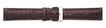Brown genuine alligator skin watch strap with silver buckle