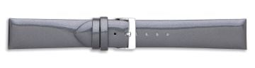 Grey patent leather watch strap with silver buckle