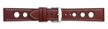 Brown rally leather watch strap with silver buckle