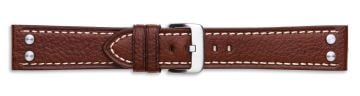 Brown leather watch strap with studs