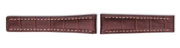 Brown alligator print embossed leather watch strap without buckle