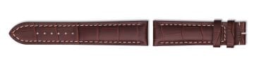 Brown alligator print embossed leather watch strap without buckle
