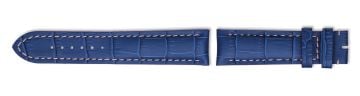 Blue alligator print embossed leather watch strap without buckle
