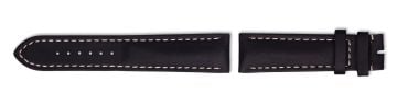 Black leather watch strap without silver buckle