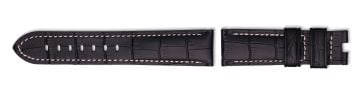 Black alligator print embossed leather watch strap without buckle