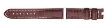 Brown alligator print embossed leather watch strap without buckle