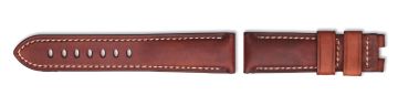 Brown leather watch strap without silver buckle