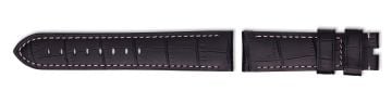 Black alligator print embossed leather watch strap without buckle