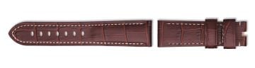 Brown alligator print embossed leather watch strap without buckle