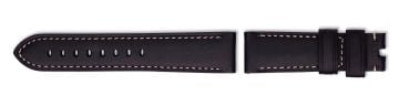 Black leather watch strap without silver buckle