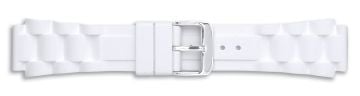 White silicone watch strap with silver buckle