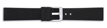 Black silicone watch strap with silver buckle