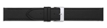 Black vegan leather watch strap with silver buckle