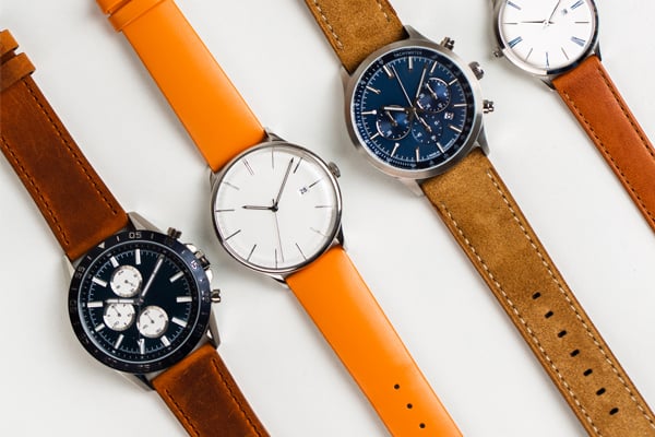 Tan Watch Straps Blue Dial Watch